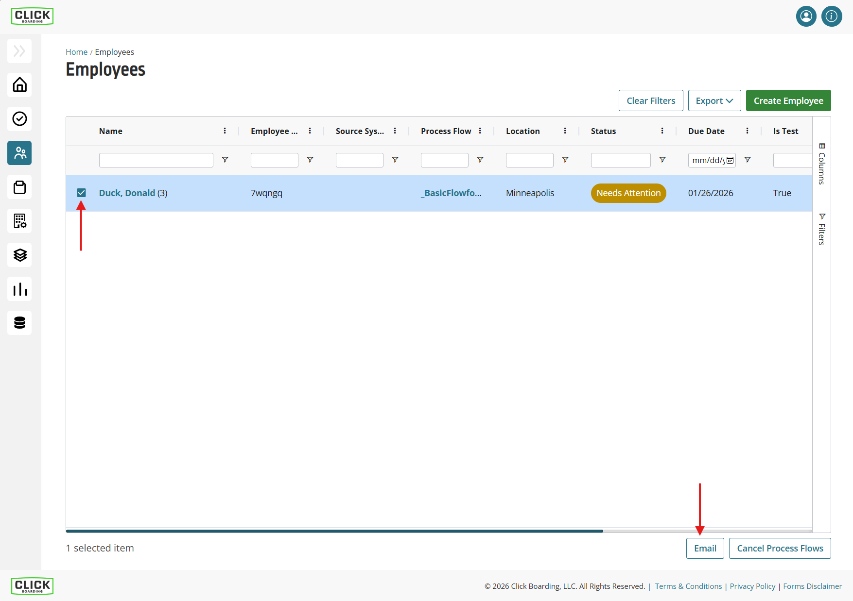 Image showing the selection of the checkbox and email button