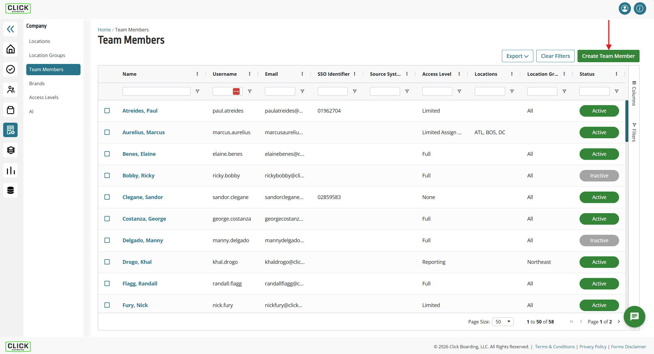 Image showing location of Create Team Member